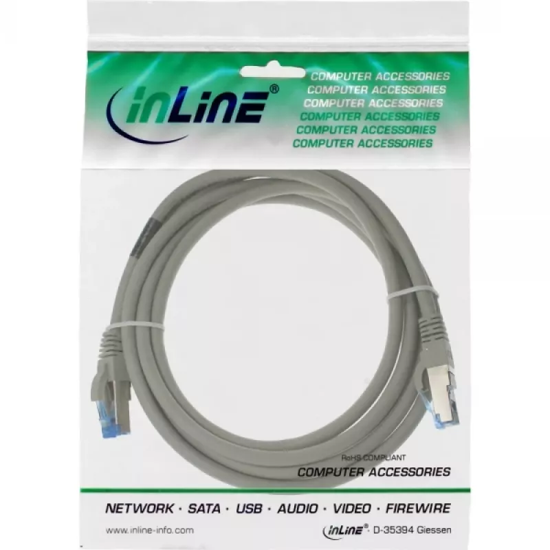 InLine Patch kabelis S/FTP PiMF Cat.6A 500MHz halogēns brīvs 1m pelēks