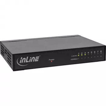 InLine 8 portu tīkla slēdzis 1 Gb/s, galda, metāla, bez ventilatora, ekranēti porti