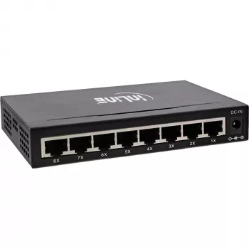 InLine 8 portu tīkla slēdzis 1 Gb/s, galda, metāla, bez ventilatora, ekranēti porti