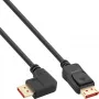 InLine DisplayPort 1.4 kabelis, 8K4K, taisns-leņķa savienotājs, melns/zelta, 3m