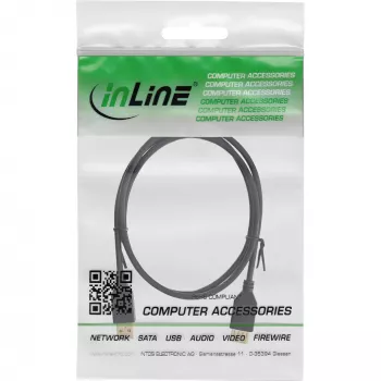 InLine USB 2.0 pagarinātājkabelis Type A vīriešu/sieviešu, zeltīti kontakti, melns, 0.5m