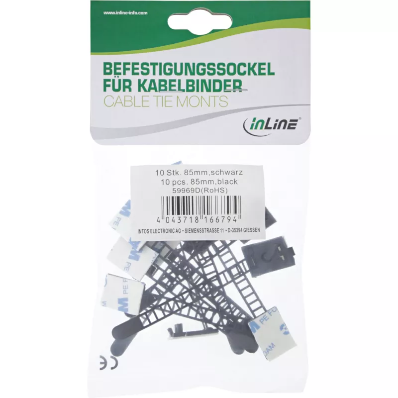 InLine regulējams kabeļa skavas turētājs 59969B 64mm melns 10gab.