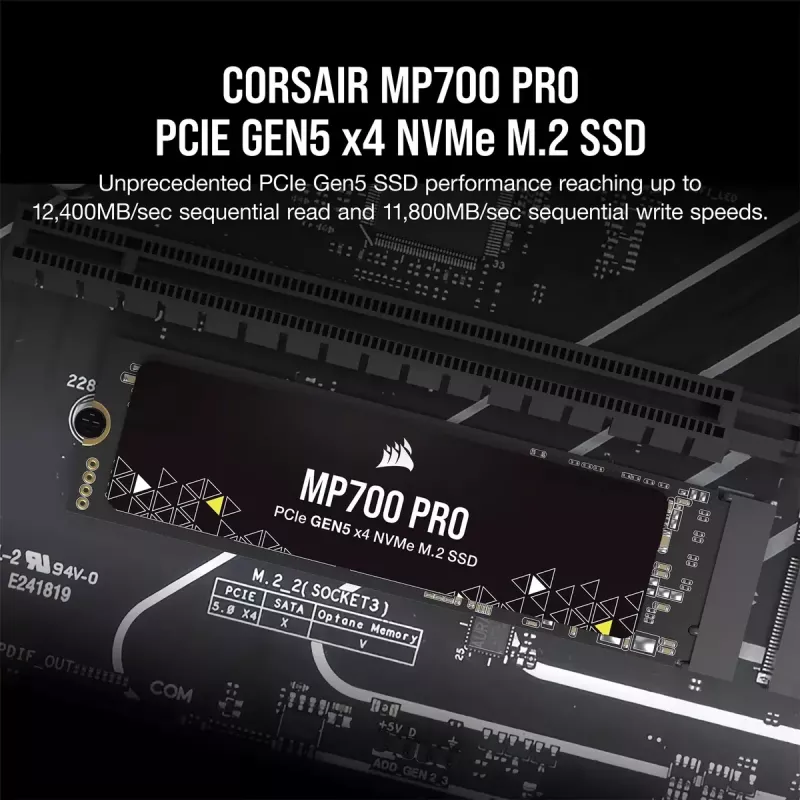 Corsair MP700 PRO M.2 4 TB PCIe 5.0 NVMe SSD 12400 MB/s lasīšana 11800 MB/s rakstīšana