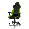 Spēļu krēsls Nitro Concepts S300 — auduma sēdeklis, regulējams augstums 128–140 cm, atzveltnes platums 56 cm, melns/zaļš