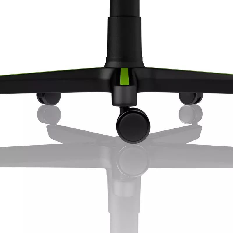 Spēļu krēsls Nitro Concepts S300 — auduma sēdeklis, regulējams augstums 128–140 cm, atzveltnes platums 56 cm, melns/zaļš