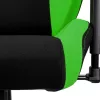 Spēļu krēsls Nitro Concepts S300 — auduma sēdeklis, regulējams augstums 128–140 cm, atzveltnes platums 56 cm, melns/zaļš