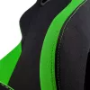 Spēļu krēsls Nitro Concepts S300 — auduma sēdeklis, regulējams augstums 128–140 cm, atzveltnes platums 56 cm, melns/zaļš