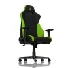 Spēļu krēsls Nitro Concepts S300 — auduma sēdeklis, regulējams augstums 128–140 cm, atzveltnes platums 56 cm, melns/zaļš