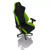 Spēļu krēsls Nitro Concepts S300 — auduma sēdeklis, regulējams augstums 128–140 cm, atzveltnes platums 56 cm, melns/zaļš