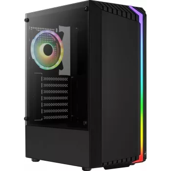 Aerocool Bionic V2 (PGS Bionic-G-BK-v2) Midi Tower datora korpuss, ATX, RGB, rūdīts stikls, melns