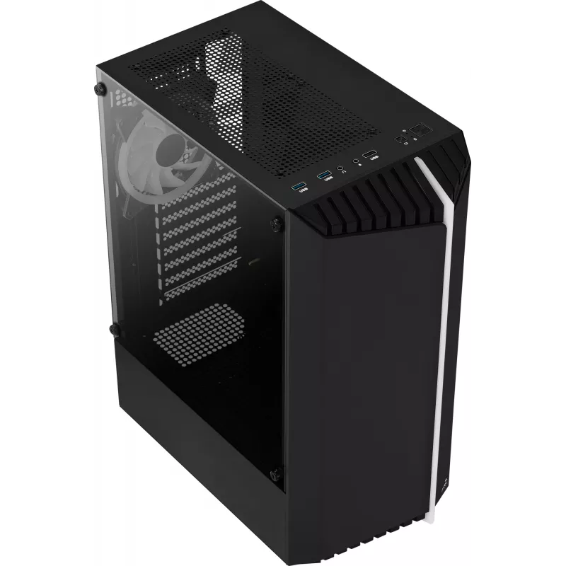 Aerocool Bionic V2 (PGS Bionic-G-BK-v2) Midi Tower datora korpuss, ATX, RGB, rūdīts stikls, melns