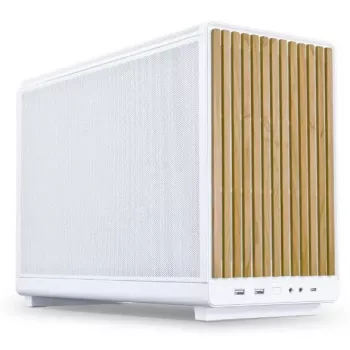 PC korpuss Lian Li A3-mATX Micro Tower Balts ar Koka Akcentiem — Micro-ATX/Mini-ITX, ATX/SFX/SFX-L barošanas bloka atbalsts
