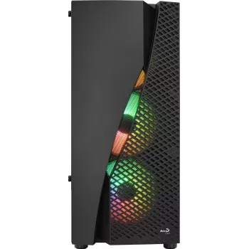 Aerocool WAVEBKV3 ATX PC korpuss ar rūdītu stiklu un 4 RGB ventilatoriem, melns