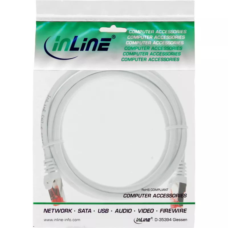 InLine Patch Kabelis S/FTP PiMF Cat.6 250MHz PVC varš balts 0.5m