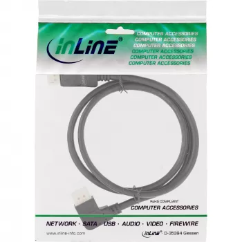 DisplayPort 1.4 kabelis InLine 17151L 8K4K kreilis leņķis melns/zelta 1m