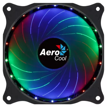 AEROCOOL COSMO12FRGB 120 mm datora korpusa ventilators, 1000 RPM, 15 LED RGB, Molex savienotājs, 3,72 W, melns