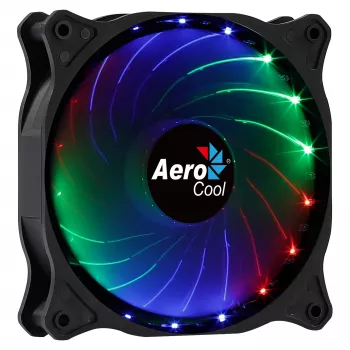 AEROCOOL COSMO12FRGB 120 mm datora korpusa ventilators, 1000 RPM, 15 LED RGB, Molex savienotājs, 3,72 W, melns