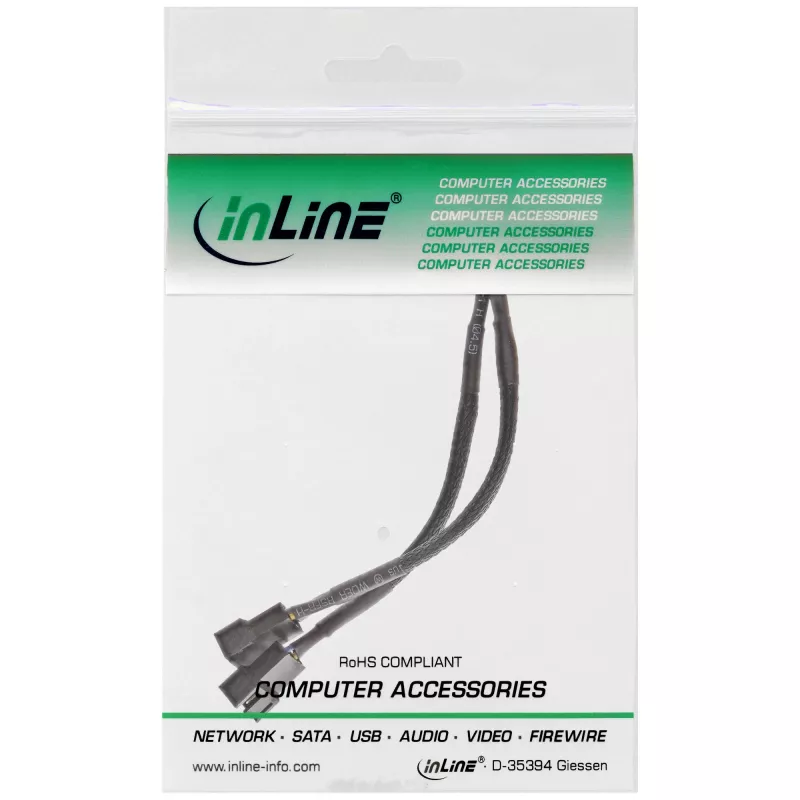 InLine PWM ventilatora jaudas Y-kabelis, 4pin, 1M/2F, 0,15 m