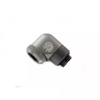 Bitspower BP-BSE90RML misiņa 90° rotējošs savienotājs šķidruma dzesēšanai, G1/4 vītne, melns