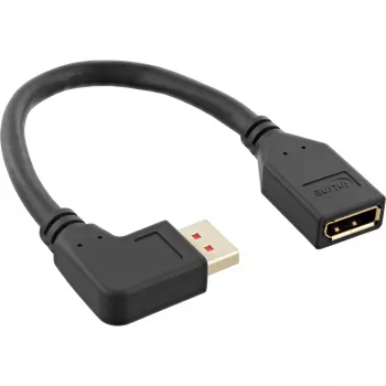 InLine DisplayPort 1.4 adaptera kabelis M/F, 8K4K, kreisais leņķis, melns/zelta, 0,15 m