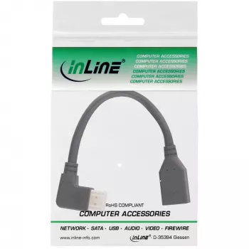 InLine DisplayPort 1.4 adaptera kabelis M/F, 8K4K, kreisais leņķis, melns/zelta, 0,15 m