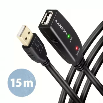 Axagon ADR-215 USB 2.0 A-M -> A-F aktīvs pagarinātājs/atkārtotājs 15m