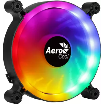 AEROCOOL SPECTRO12 120 mm korpusa ventilators RGB, 12 V, 1000 RPM, 3,6 W, Molex, pretvibrācijas, bukse gultnis, melns