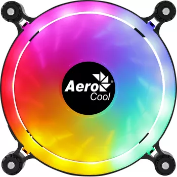 AEROCOOL SPECTRO12 120 mm korpusa ventilators RGB, 12 V, 1000 RPM, 3,6 W, Molex, pretvibrācijas, bukse gultnis, melns