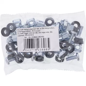 InLine Cage Nut Set M6 20 Cage Uzgriežņi + 20 Paplāksnes + 20 Skrūves