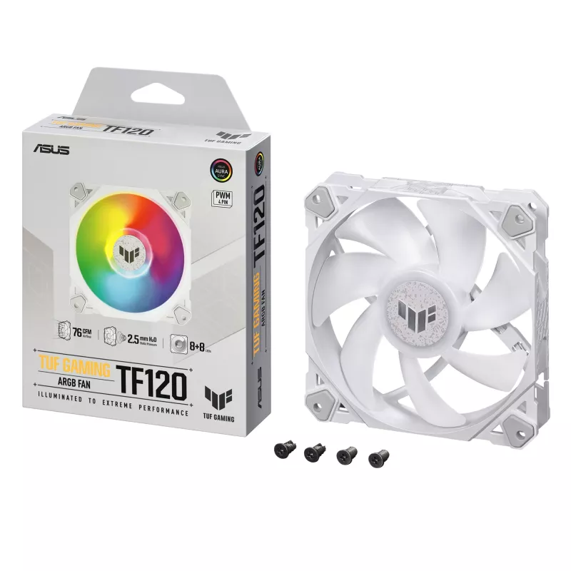 ASUS TUF GAMING TF120 ARGB WHITE EDITION datora korpusa ventilators 12 cm 1 gab.