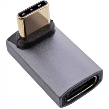 InLine USB4 adapteris, USB-C vīriešu/sieviešu leņķveida uz augšu/uz leju, alumīnijs, pelēks