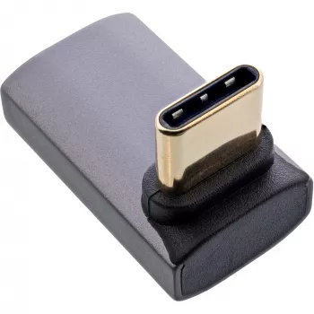 InLine USB4 adapteris, USB-C vīriešu/sieviešu leņķveida uz augšu/uz leju, alumīnijs, pelēks