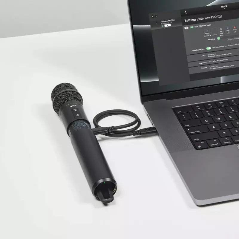 RØDE Interview PRO bezvadu kondensatora mikrofons, USB-C, 20 Hz–20 kHz, melns