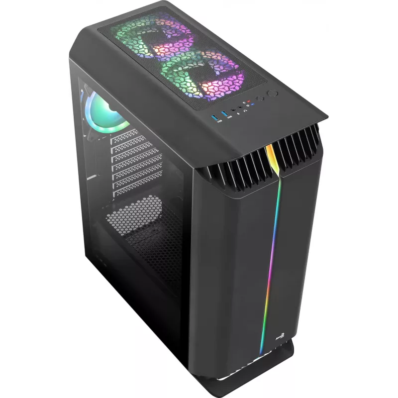 Aerocool GLADIATOR DUO ATX Gaming Korpuss 3x ARGB 12cm Ventilatori, Midi Tower, Melns