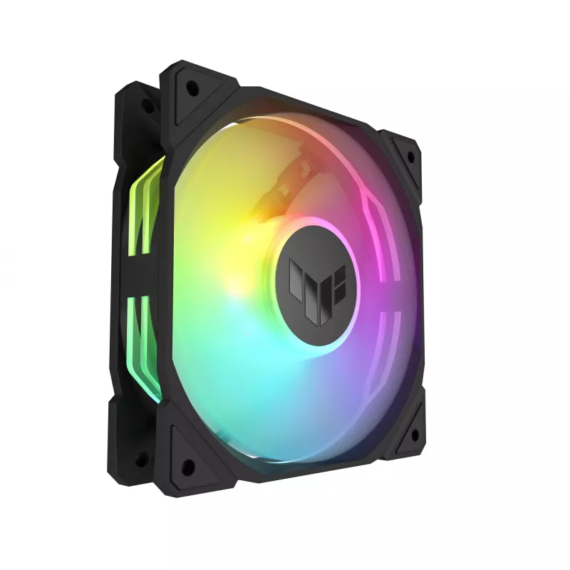 Ventilators ASUS TUF Gaming TR120 ARGB Reverse Triple Pack — 3×120 mm, 2200 RPM, PWM, 2.75 mmH2O, 16 LED, Melns