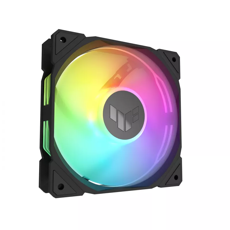 Ventilators ASUS TUF Gaming TR120 ARGB Reverse Triple Pack — 3×120 mm, 2200 RPM, PWM, 2.75 mmH2O, 16 LED, Melns