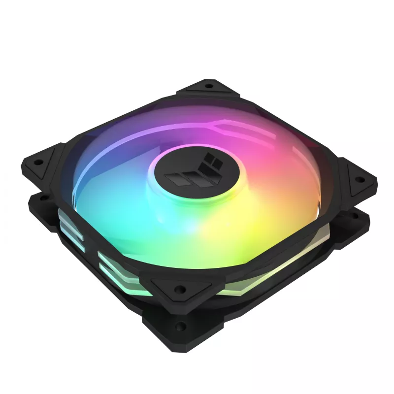 Ventilators ASUS TUF Gaming TR120 ARGB Reverse Triple Pack — 3×120 mm, 2200 RPM, PWM, 2.75 mmH2O, 16 LED, Melns