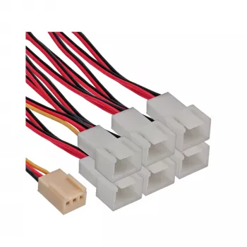 InLine ventilatora adaptera kabelis Y veida 3 kontaktu Molex sievišķais / 6x 3 kontaktu Molex vīrišķais