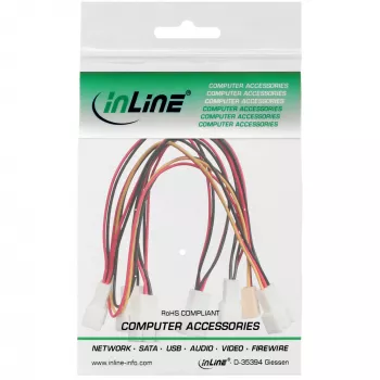InLine ventilatora adaptera kabelis Y veida 3 kontaktu Molex sievišķais / 6x 3 kontaktu Molex vīrišķais