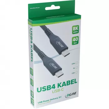 USB4 kabelis InLine 35901A 1m USB-C vīriešu/vīriešu 8K60Hz melns