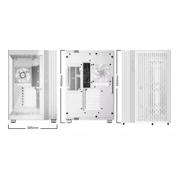Korpuss datoram be quiet! LIGHT BASE 600 LX White Midi Tower — ATX, sānu logs, ARGB priekšpuse, USB-C, atbalsta 360 mm radiatoru