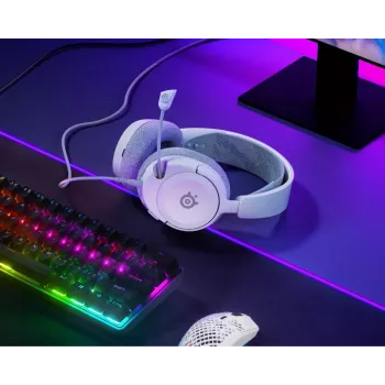 Austiņas STEELSERIES Arctis Nova 1 vadu 3.5 mm, binaurālas, baltas, 1.2 m kabelis, noņemams, buma mikrofons