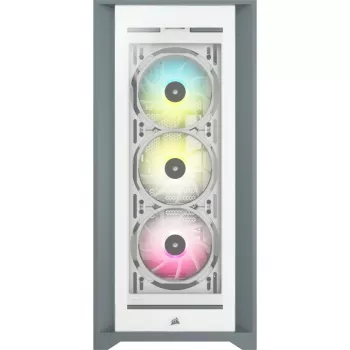 CORSAIR iCUE 5000X RGB - Balts vidēja torņa ATX dators ar rūdīta stikla paneļiem