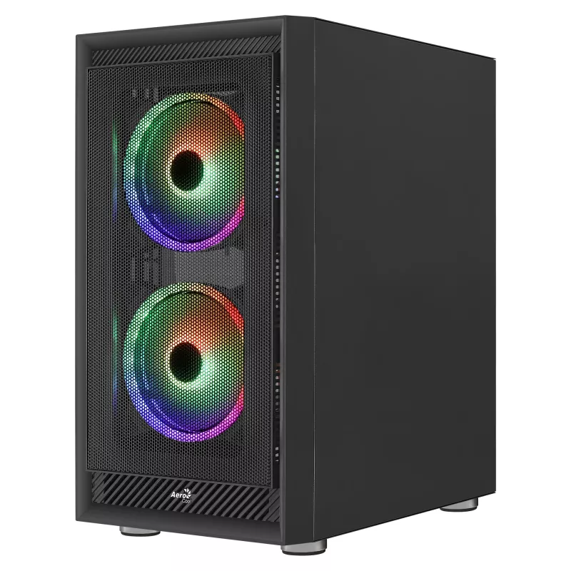 AeroCool Graphite v3 (Graphite-G-BK-v3) ACCM-PB24133.11 Midi Tower datora korpuss, ATX/MicroATX/Mini-ITX, rūdīta stikla sāns, bez barošanas bloka, melns