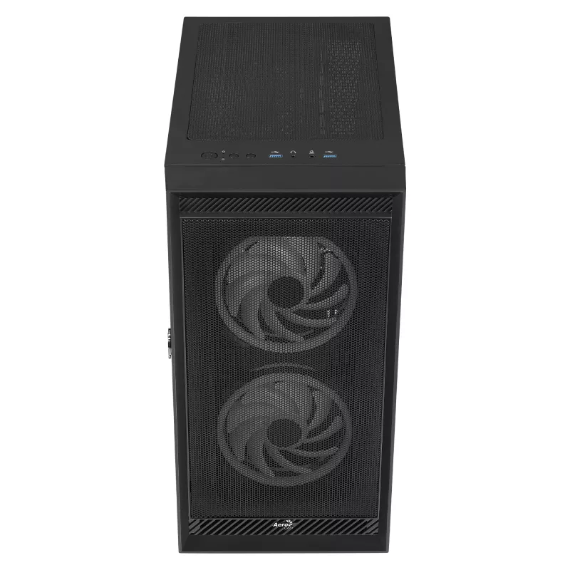 AeroCool Graphite v3 (Graphite-G-BK-v3) ACCM-PB24133.11 Midi Tower datora korpuss, ATX/MicroATX/Mini-ITX, rūdīta stikla sāns, bez barošanas bloka, melns