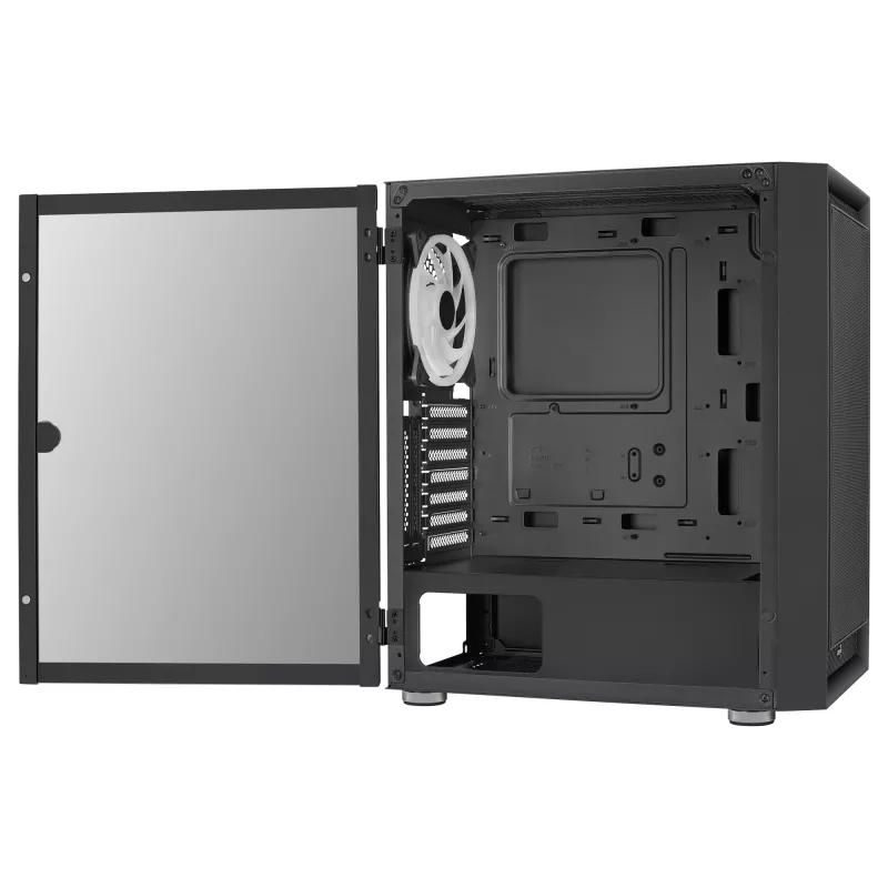 AeroCool Graphite v3 (Graphite-G-BK-v3) ACCM-PB24133.11 Midi Tower datora korpuss, ATX/MicroATX/Mini-ITX, rūdīta stikla sāns, bez barošanas bloka, melns
