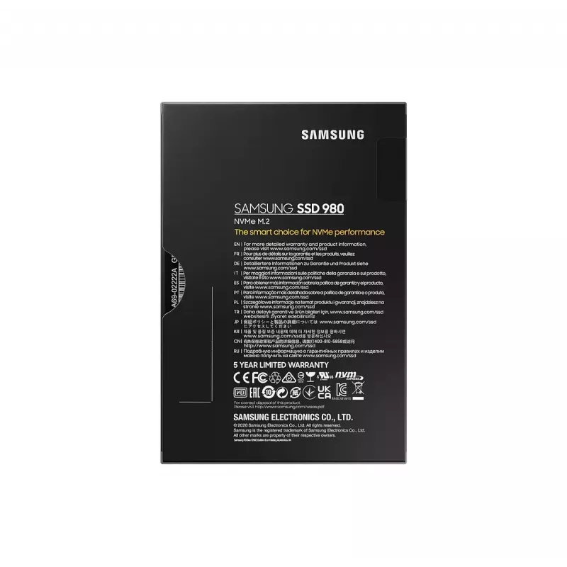 Samsung 980 500 GB M.2 PCI Express 3.0 NVMe V-NAND MLC iekšējais SSD