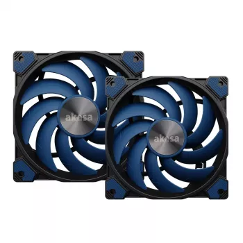 Akasa ALUCIA SC 140 mm procesora ventilators, melns/zils, Hydro Dynamic gultnis