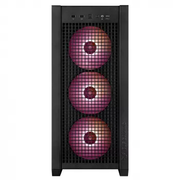 PC korpuss ASUS TUF Gaming GT302 ARGB Midi Tower Melns — Rūdīts stikls, 3x140mm priekšā + 1x140mm aizmugurē, USB-C