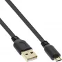 InLine Micro USB 2.0 plakanais kabelis USB A / Micro-B, melns/zelta, 3m